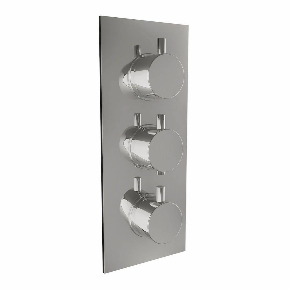 Scudo Triple Rounded Handle Concealed Shower Valve in Chrome (1)