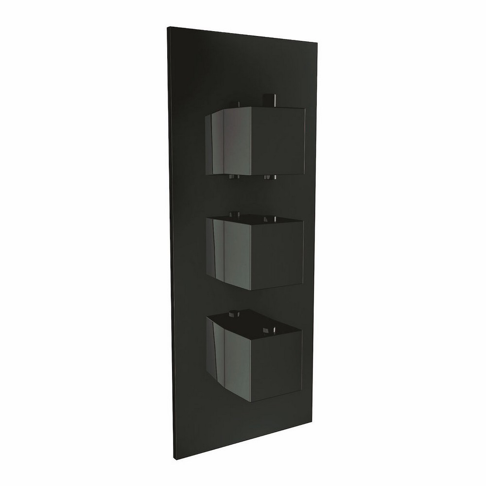 Scudo Triple Squared Handle Concealed Shower Valve in Black
