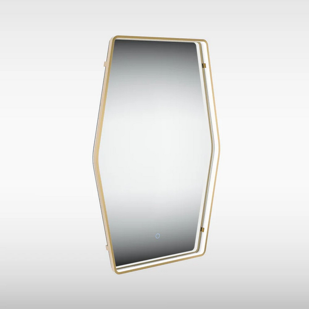 Sensio Aspect Art Deco Floating Edge 900 x 600mm Brushed Brass LED Mirror