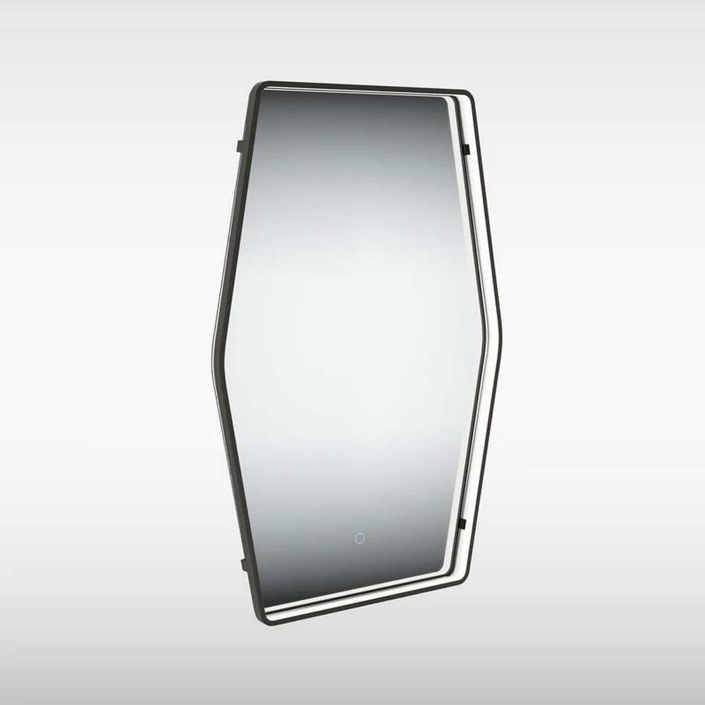 Sensio Aspect Art Deco Floating Edge 900 x 600mm Matt Black LED Mirror
