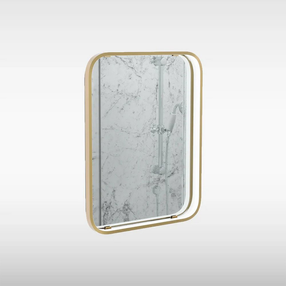 Sensio Aspect Rectangular 700 x 500mm Brushed Brass LED Mirror