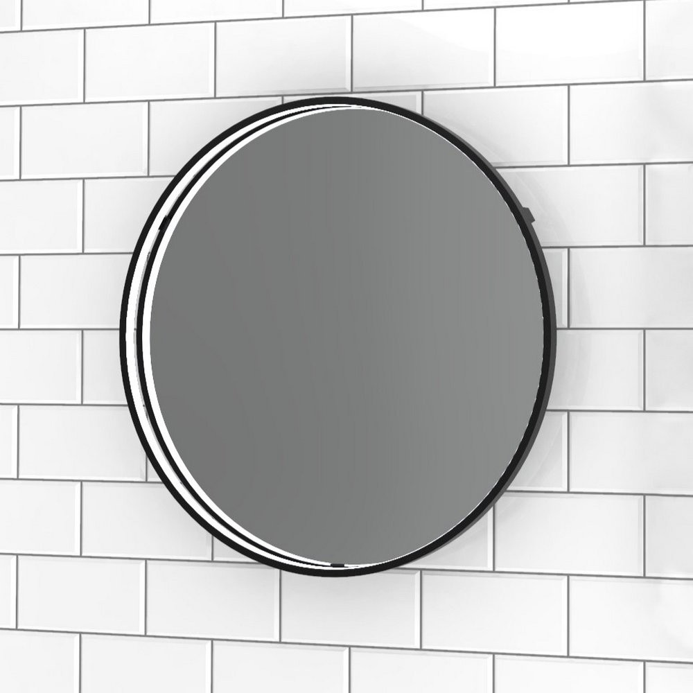 Sensio Aspect Round 800mm Matt Black LED Bathroom Mirror