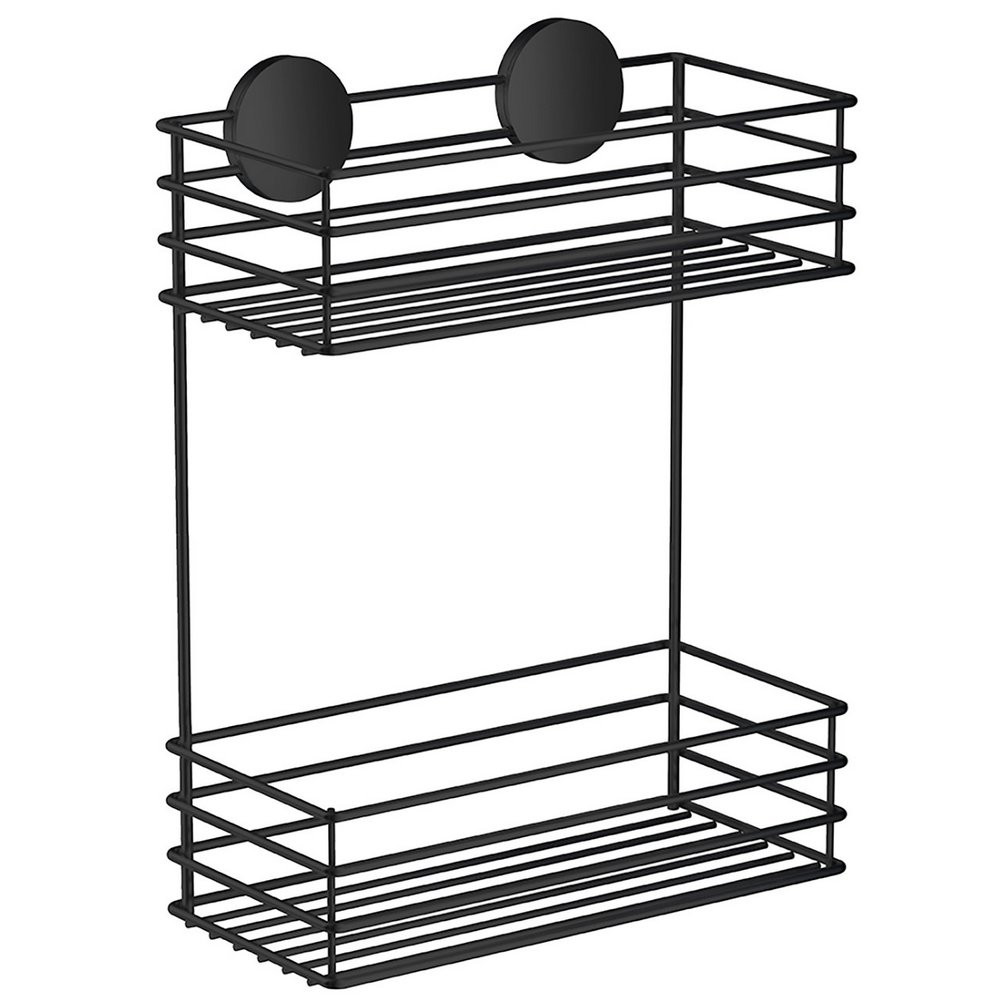 Smedbo Beslagsboden Black Double Self Adhesive Shower Basket