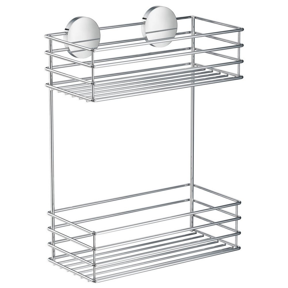 Smedbo Beslagsboden Chrome Double Self Adhesive Shower Basket