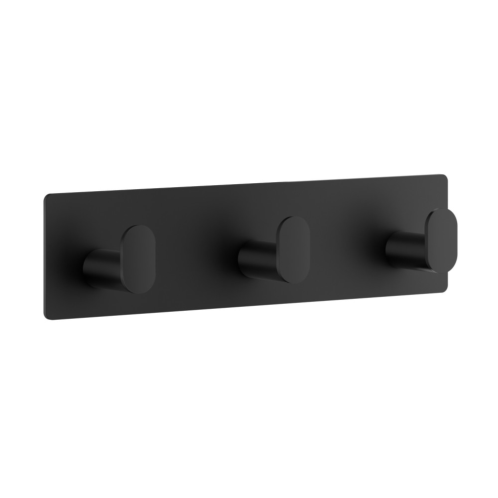 Smedbo Beslagsboden Cube Self Adhesive Black Triple Bathroom Hook