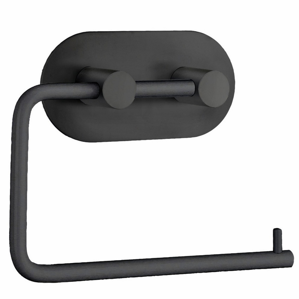 Smedbo Beslagsboden Design Round Self Adhesive Black Toilet Roll Holder