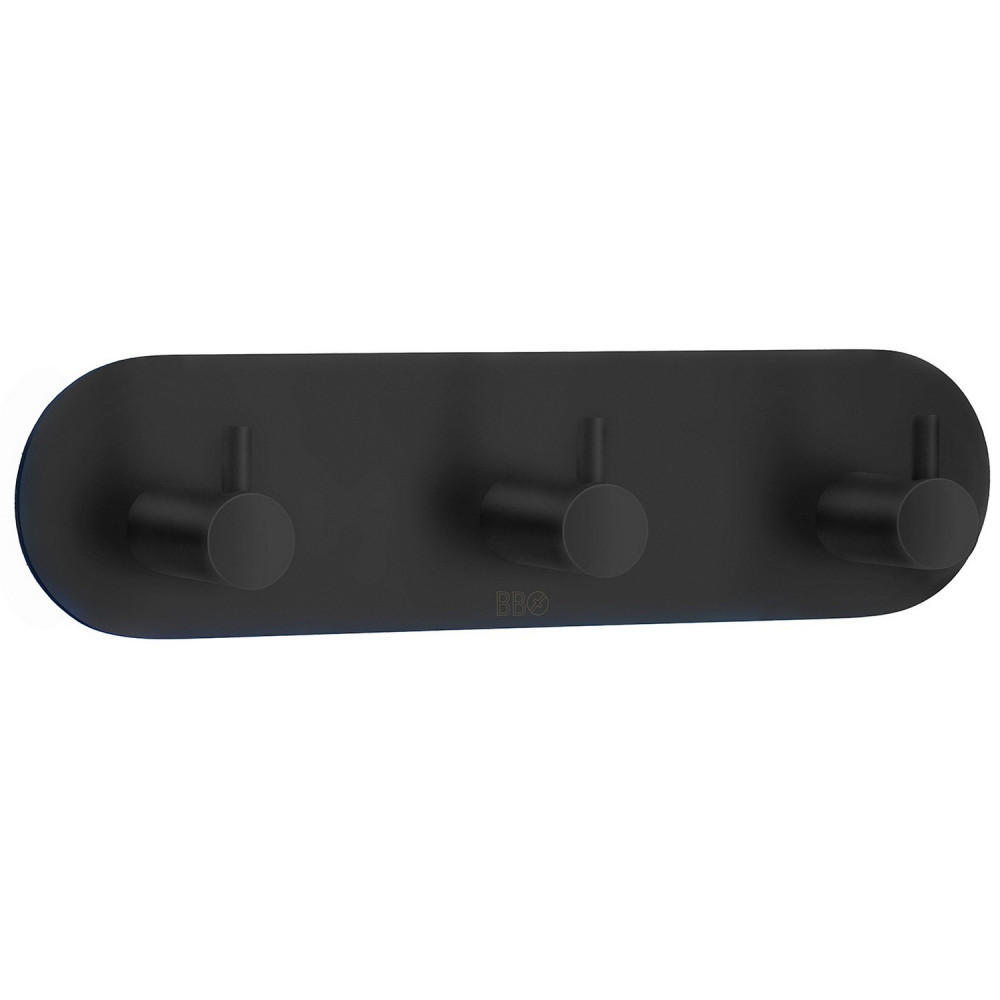 Smedbo Beslagsboden Design Round Self Adhesive Black Triple Hook