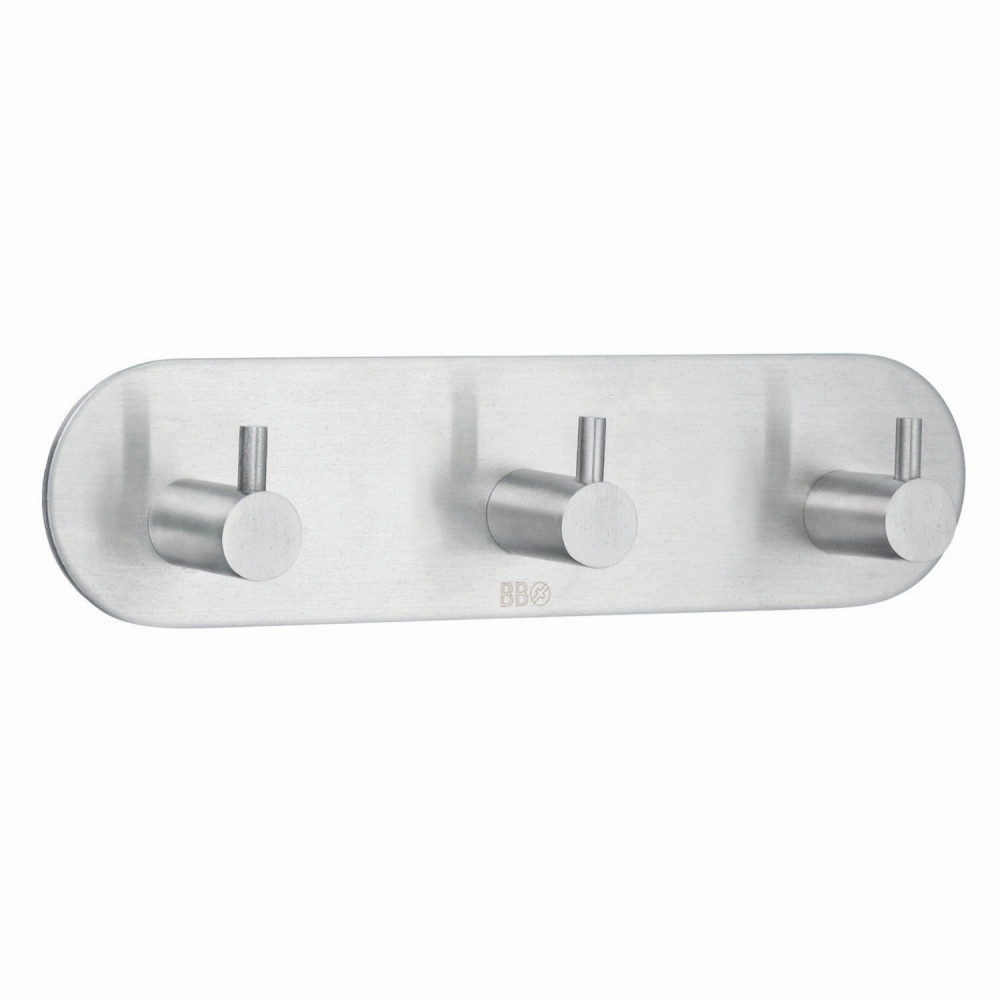 Smedbo Beslagsboden Design Round Self Adhesive Brushed Triple Hook
