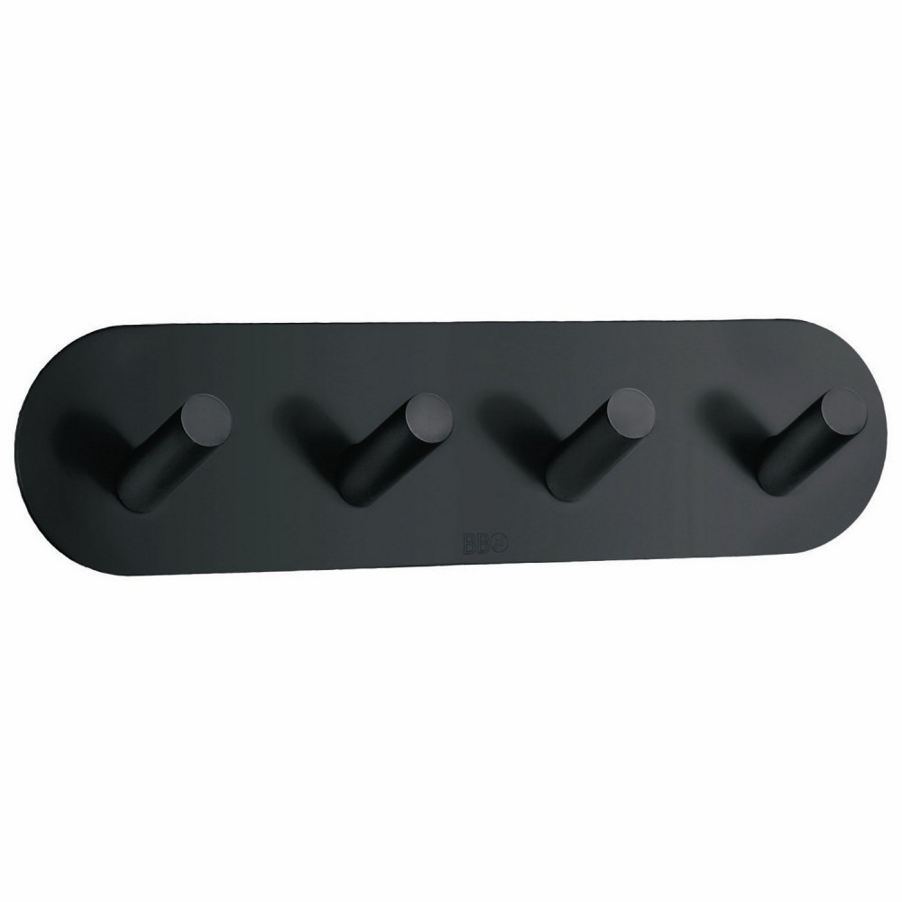 Smedbo Beslagsboden Design Self Adhesive Black Quadruple Hook