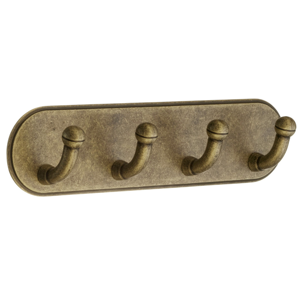 Smedbo Beslagsboden Design Self Adhesive Quadruple Hook in Antique Brass