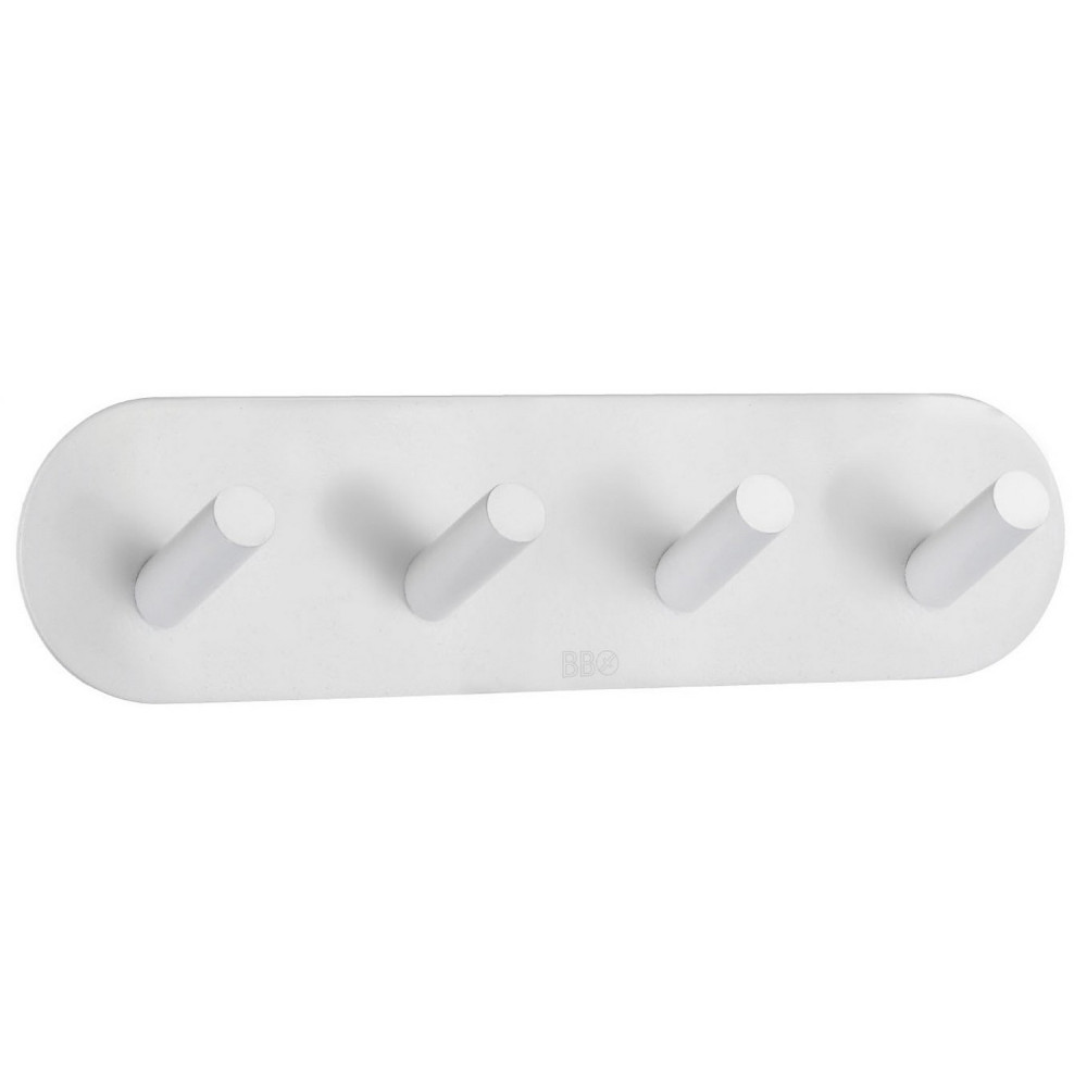 Smedbo Beslagsboden Design Self Adhesive White Quadruple Hook