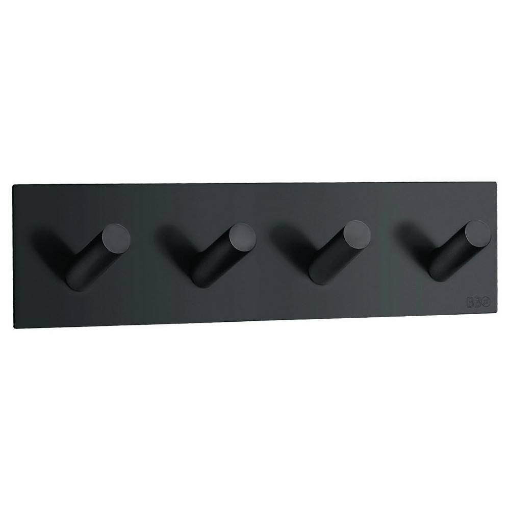 Smedbo Beslagsboden Design Square Self Adhesive Black Quadruple Hook