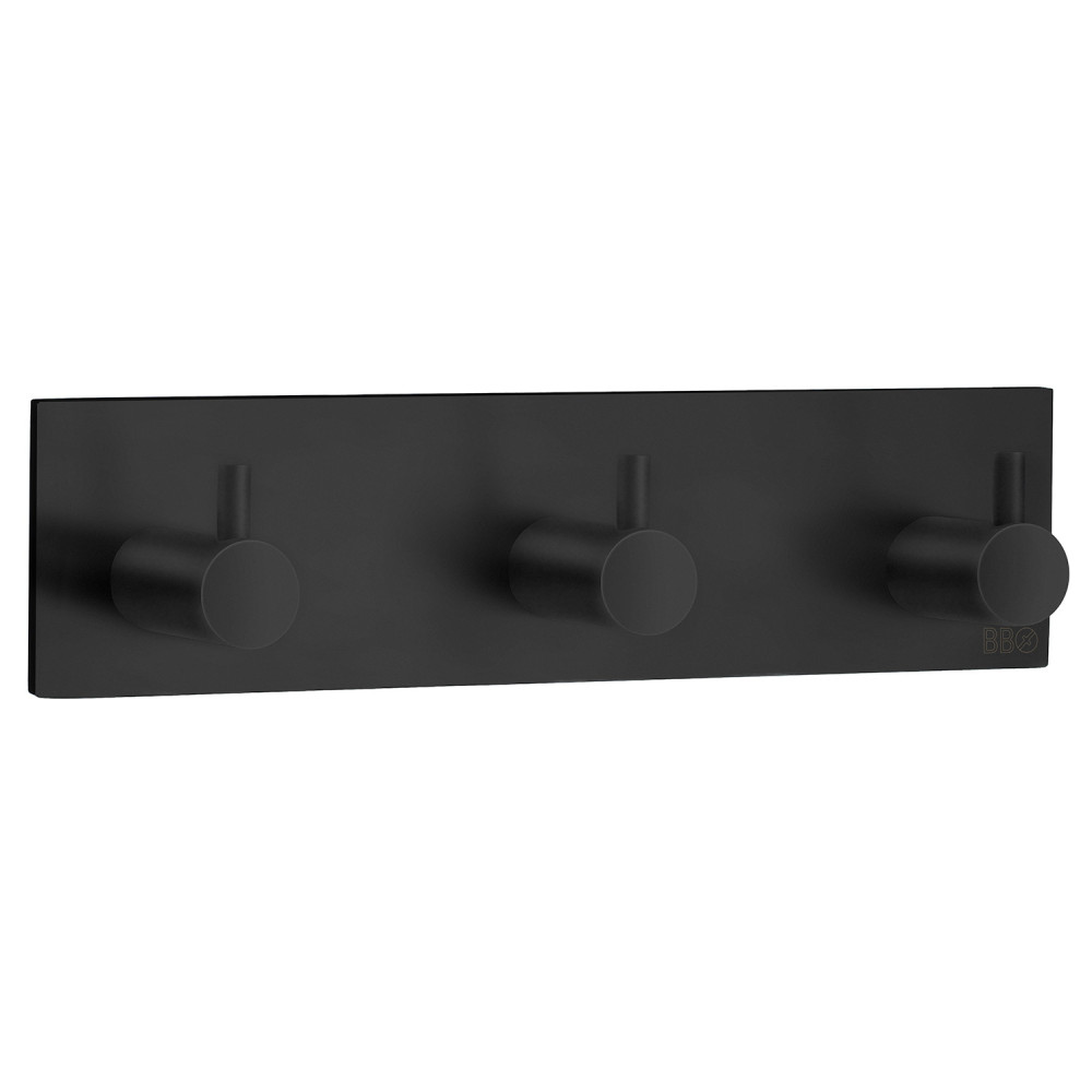 Smedbo Beslagsboden Design Square Self Adhesive Black Triple Hook