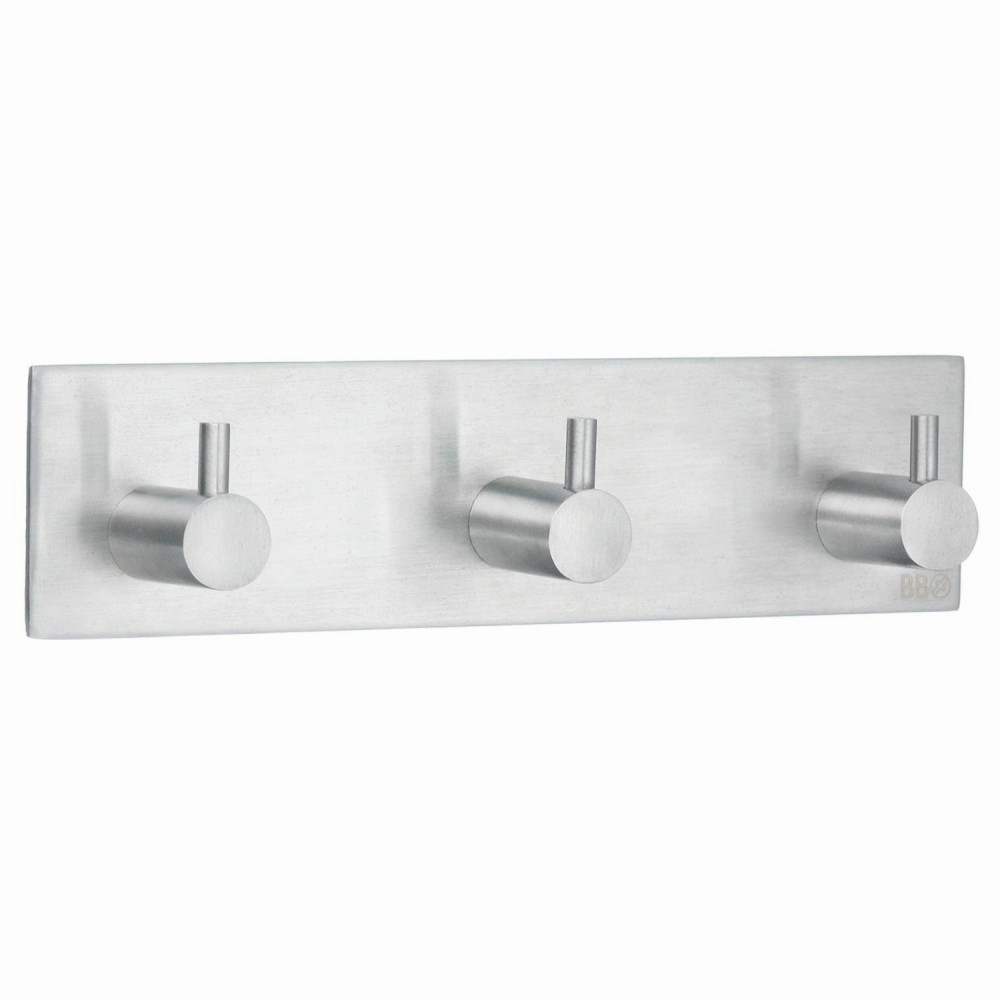 Smedbo Beslagsboden Design Square Self Adhesive Brushed Triple Hook