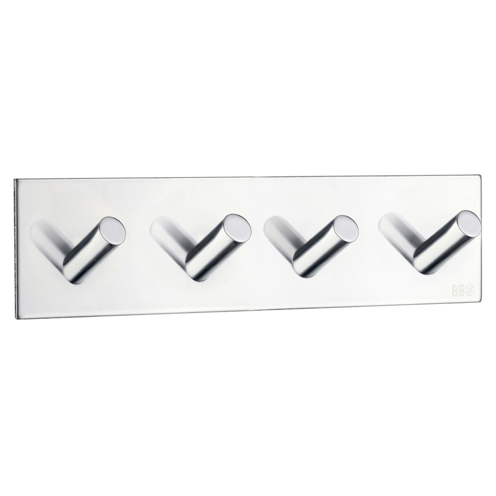Smedbo Beslagsboden Design Square Self Adhesive Polished Quadruple Hook