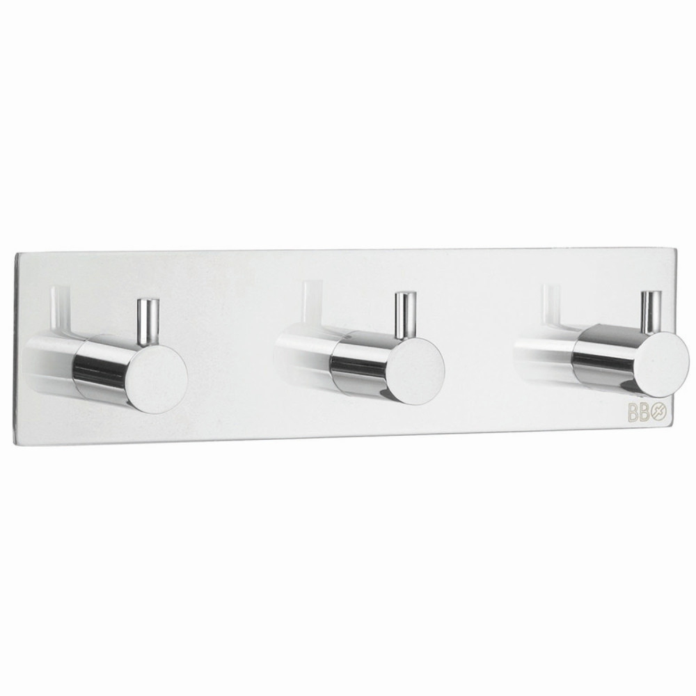 Smedbo Beslagsboden Design Square Self Adhesive Polished Triple Hook