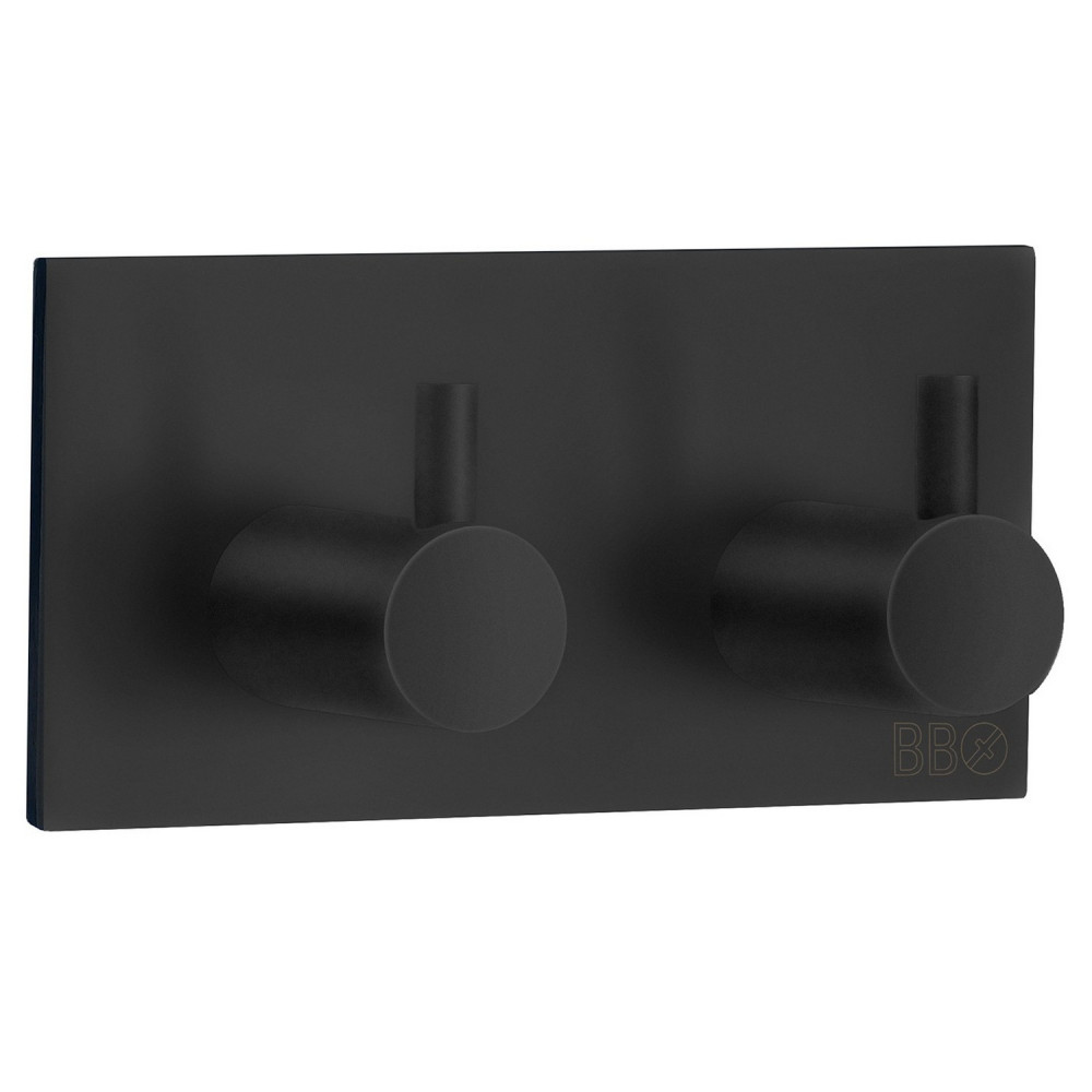 Smedbo Beslagsboden Square Design Self Adhesive Black Double Hook