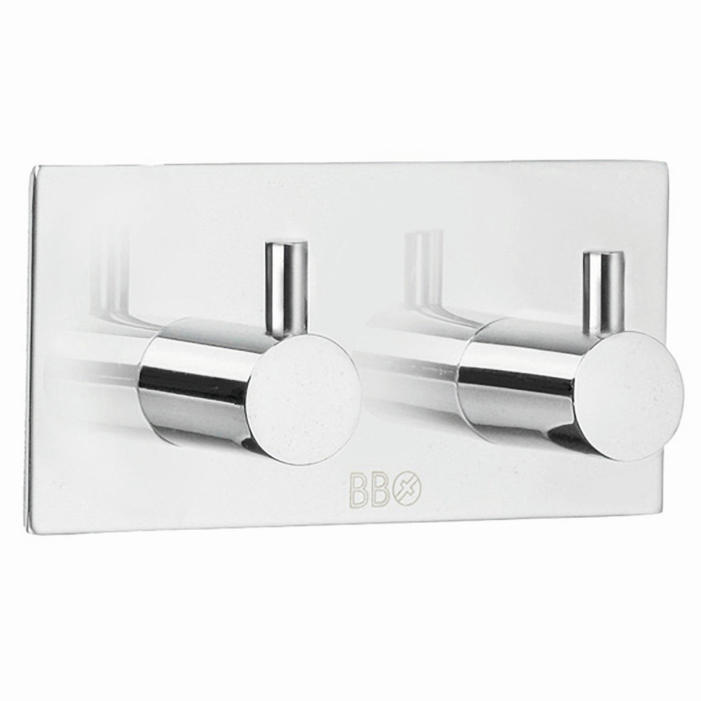 Smedbo Beslagsboden Square Design Self Adhesive Polished Double Hook