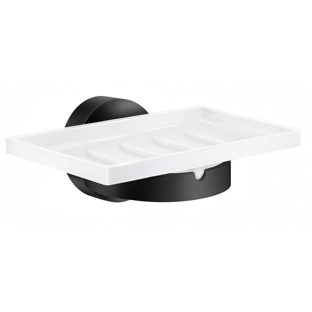 Smedbo Home Porcelain Soap Dish with Black Holder