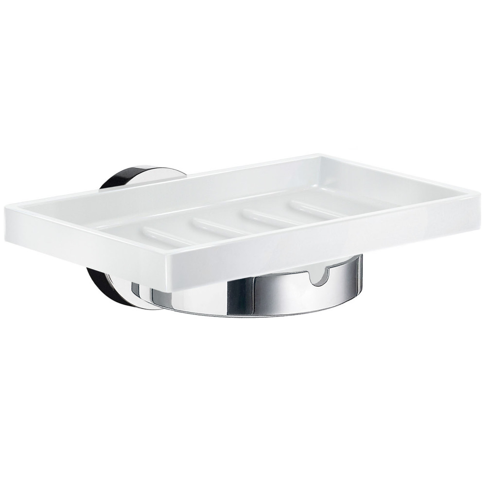 Smedbo Home Porcelain Soap Dish with Chrome Holder