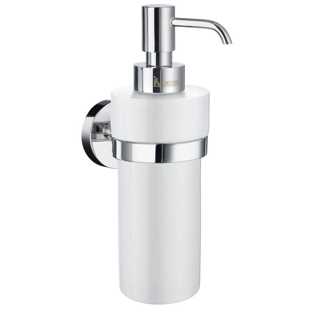 Smedbo Home Porcelain Soap Dispenser with Chrome Holder