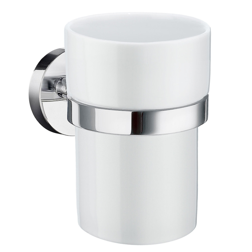 Smedbo Home Porcelain Tumbler with Chrome Holder