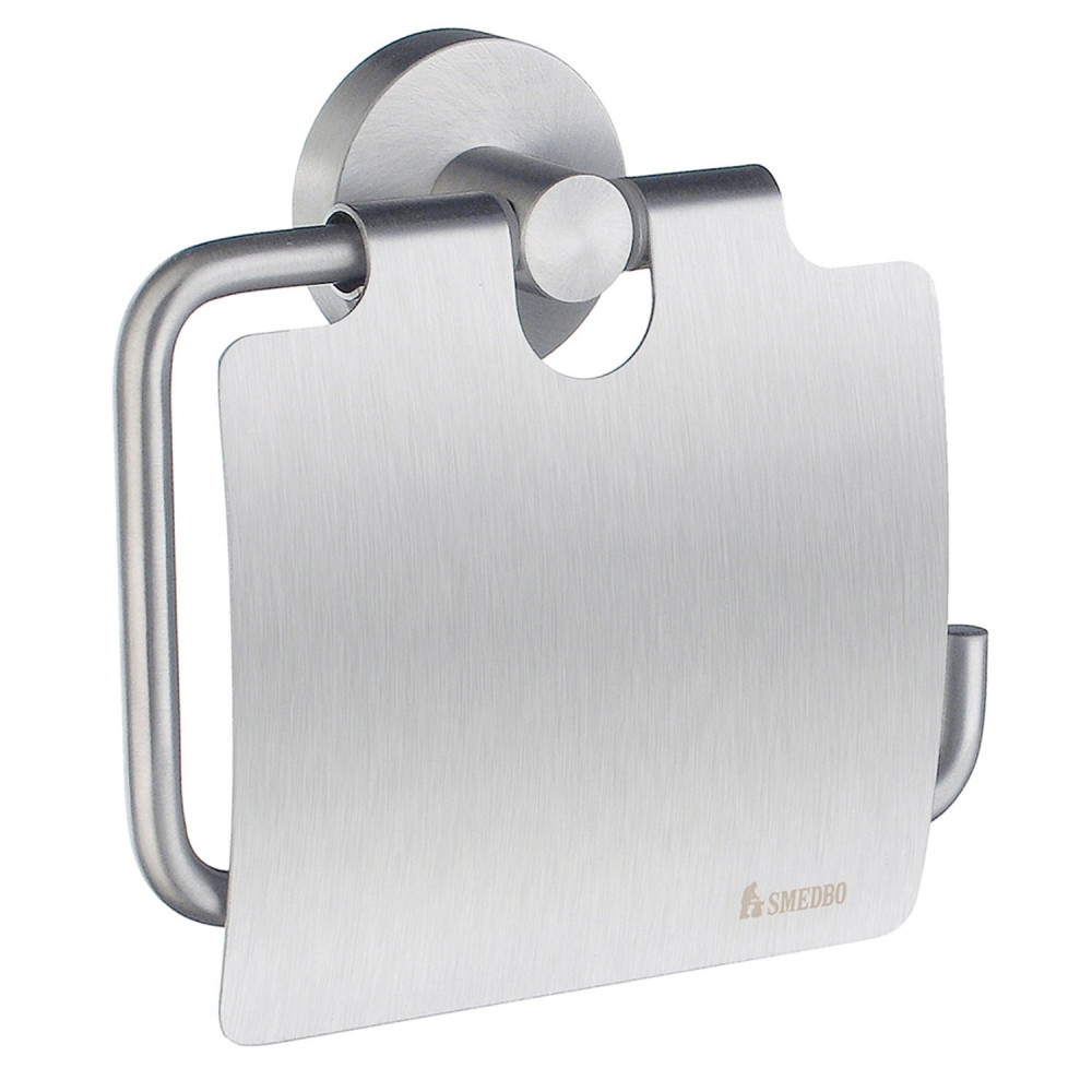 Smedbo Home Toilet Roll Holder With Cover in Brushed Chrome