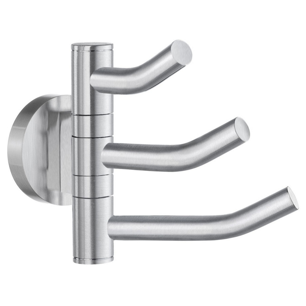Smedbo Home Triple Hook Swing Arm in Brushed Chrome