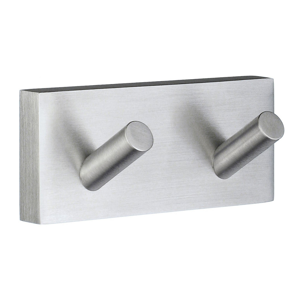 Smedbo House Double Towel Hook in Brushed Chrome