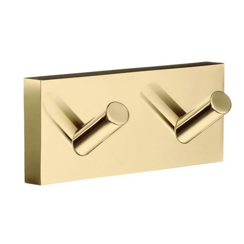 Smedbo House Double Towel Hook in Polished Brass