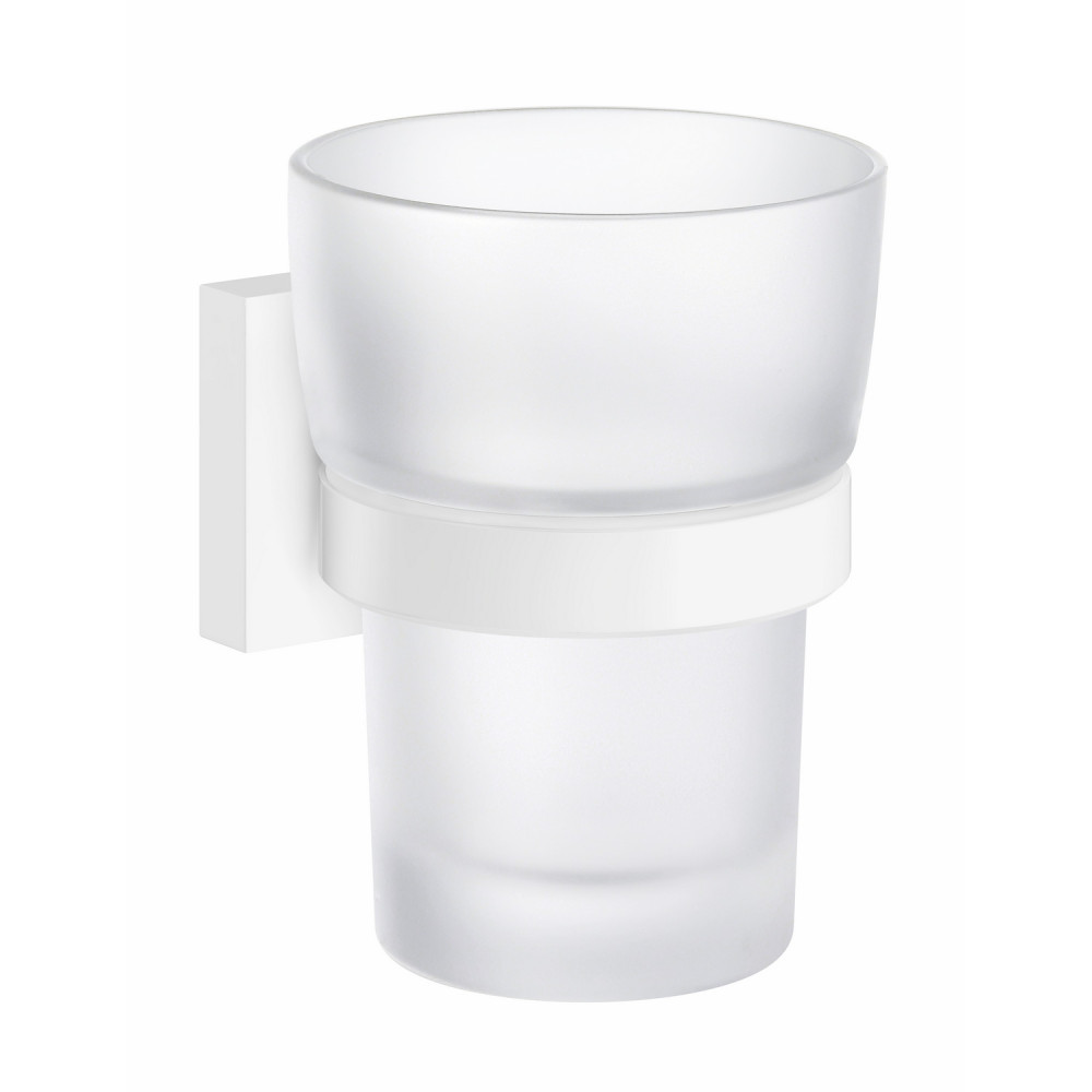 Smedbo House Holder in White with Glass Tumbler