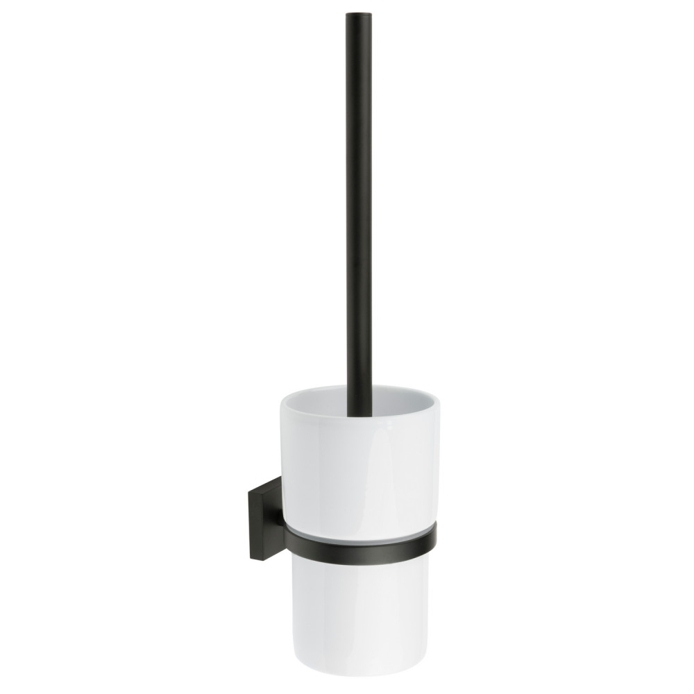 Smedbo House Toilet Brush in Black with Porcelain Container
