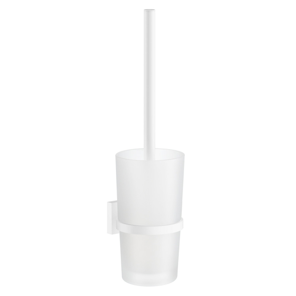 Smedbo House Toilet Brush in White with Glass Container