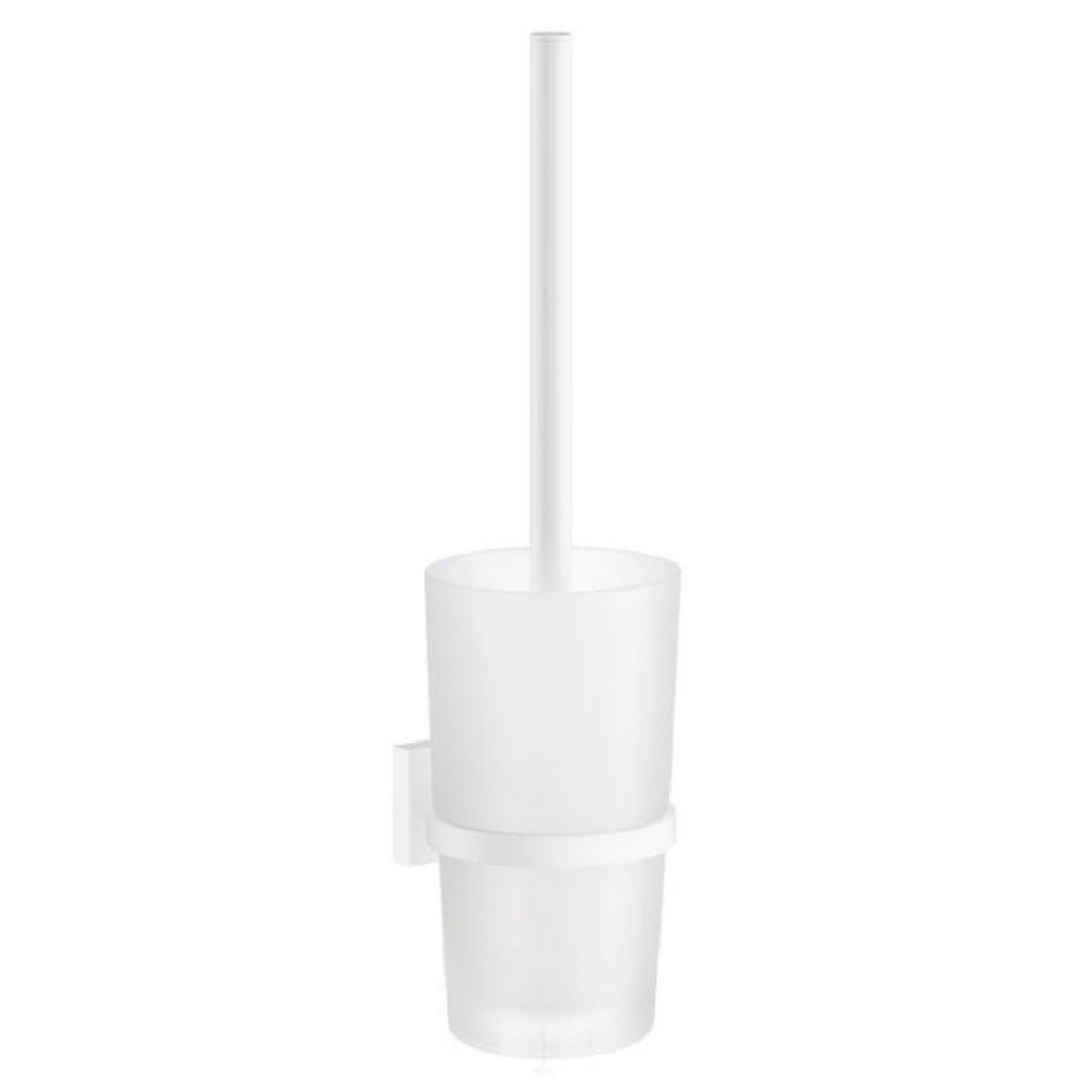 Smedbo House Toilet Brush in White with Glass Container