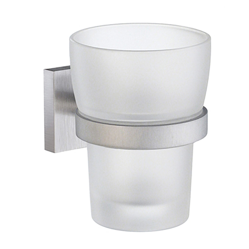 Smedbo House Tumbler Holder With Frosted Glass Tumbler Brushed Chrome