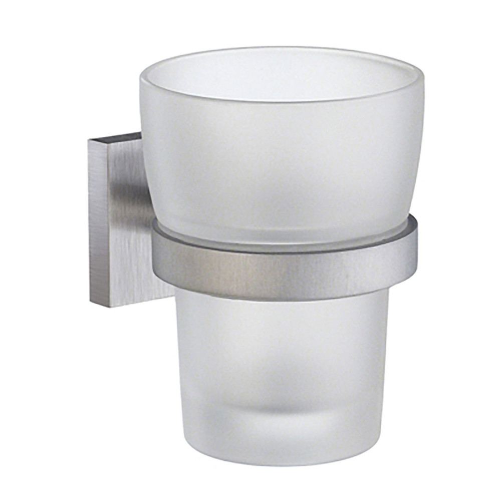Smedbo House Tumbler Holder With Frosted Glass Tumbler Brushed Chrome