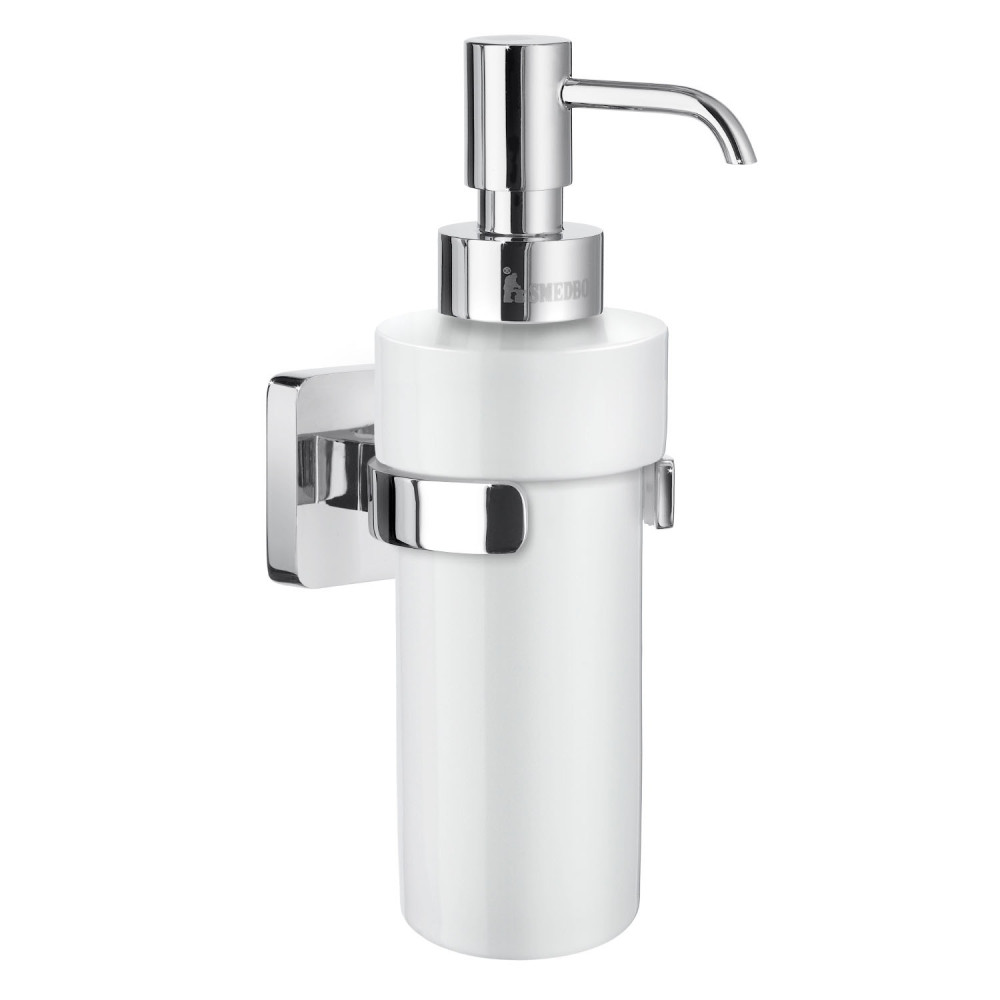 Smedbo Ice Chrome Holder with Porcelain Soap Dispenser