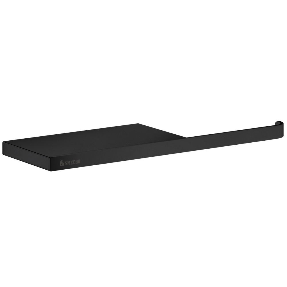 Smedbo Outline Black Toilet Roll Holder with Shelf