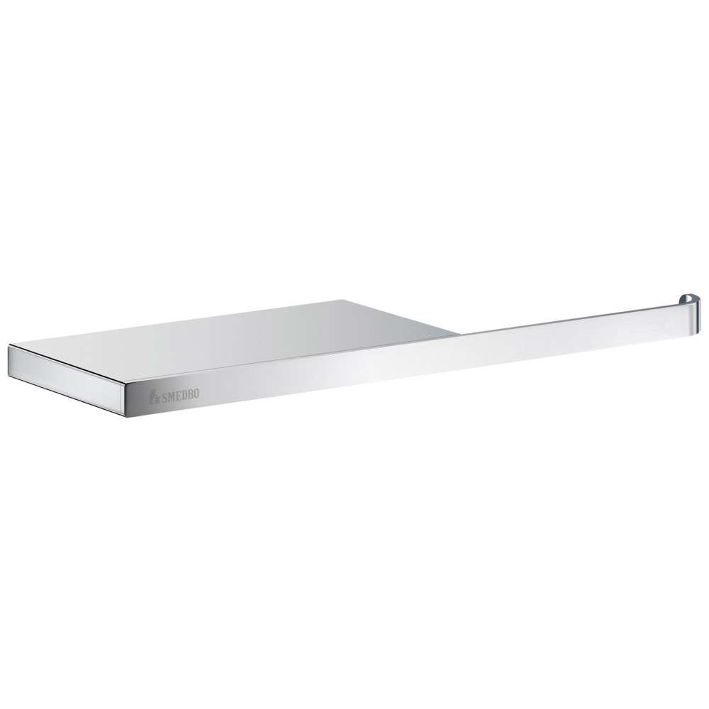Smedbo Outline Chrome Toilet Roll Holder with Shelf