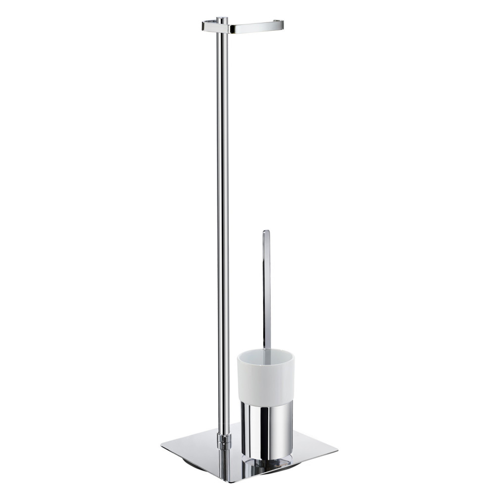 Smedbo Outline Free Standing Toilet Roll Holder with Square Base & Toilet Brush