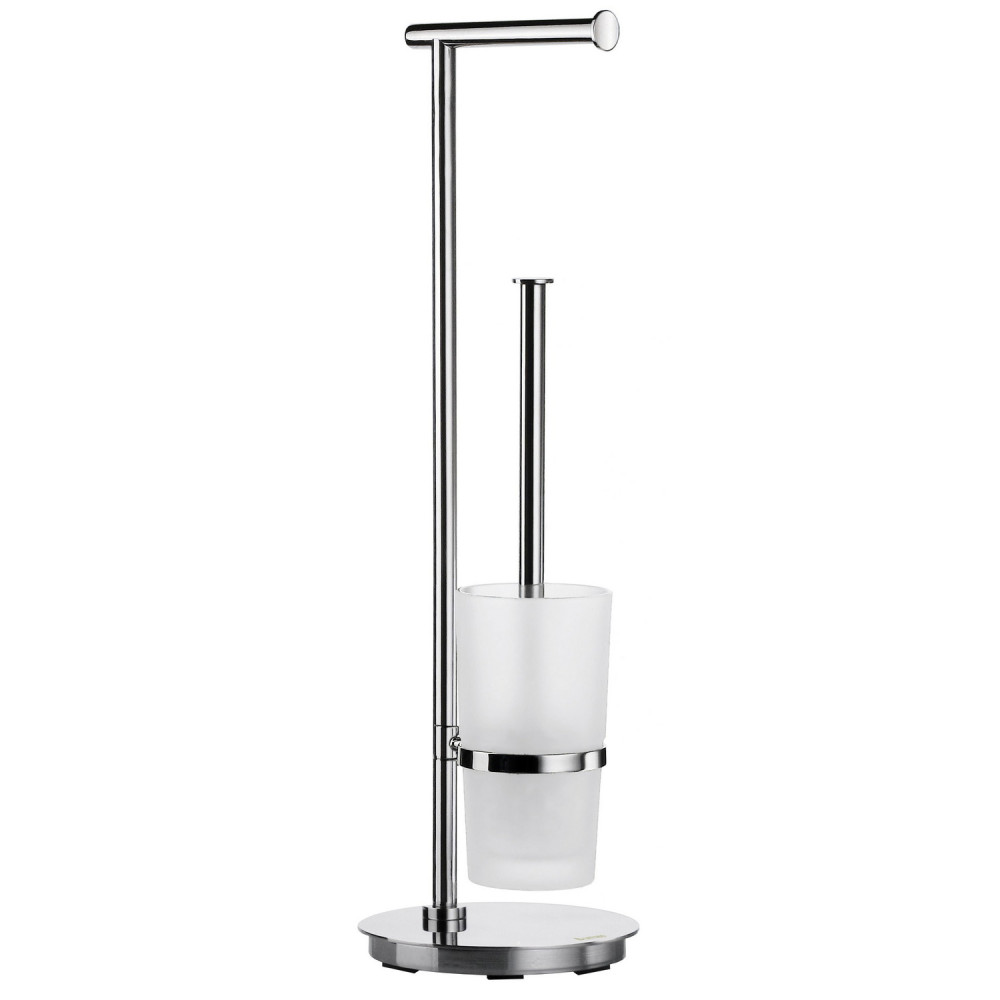 Smedbo Outline Lite Round Freestanding Toilet Roll Holder and Toilet Brush