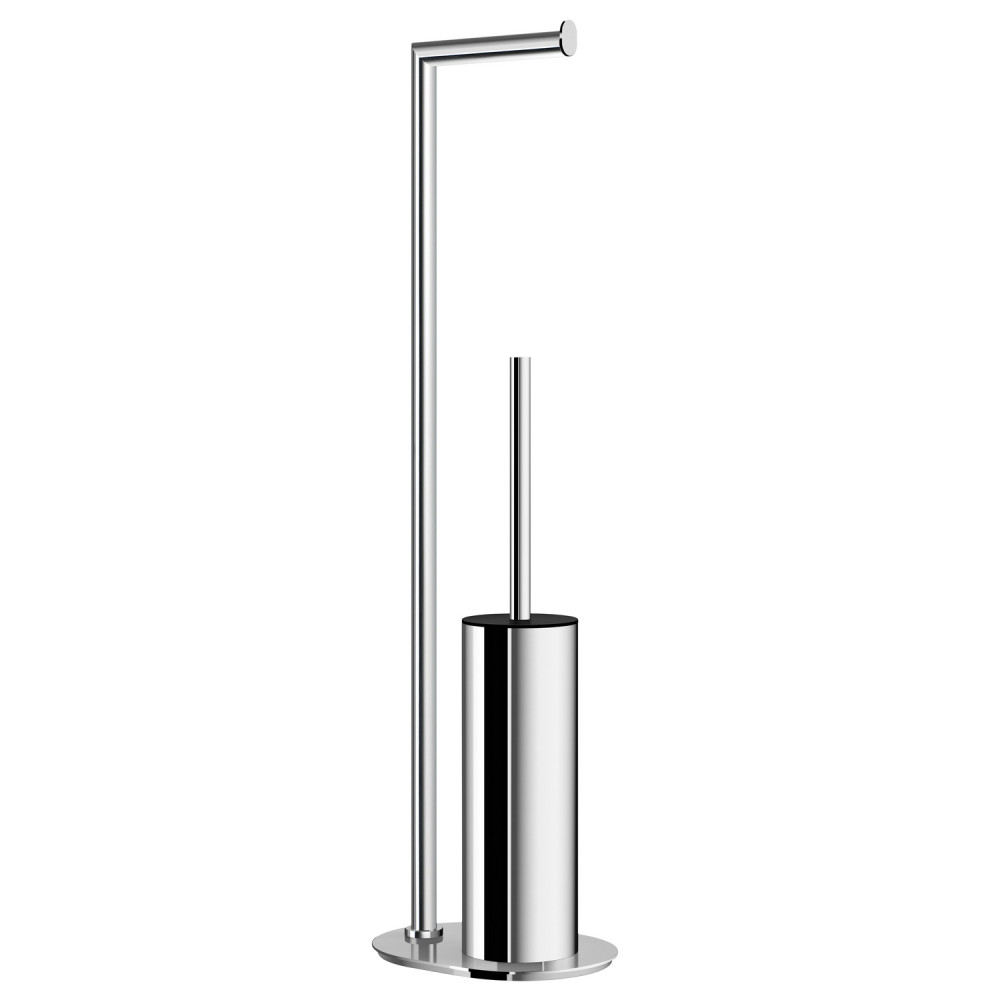 Smedbo Outline Stainless Steel Freestanding Toilet Roll Holder with Toilet Brush