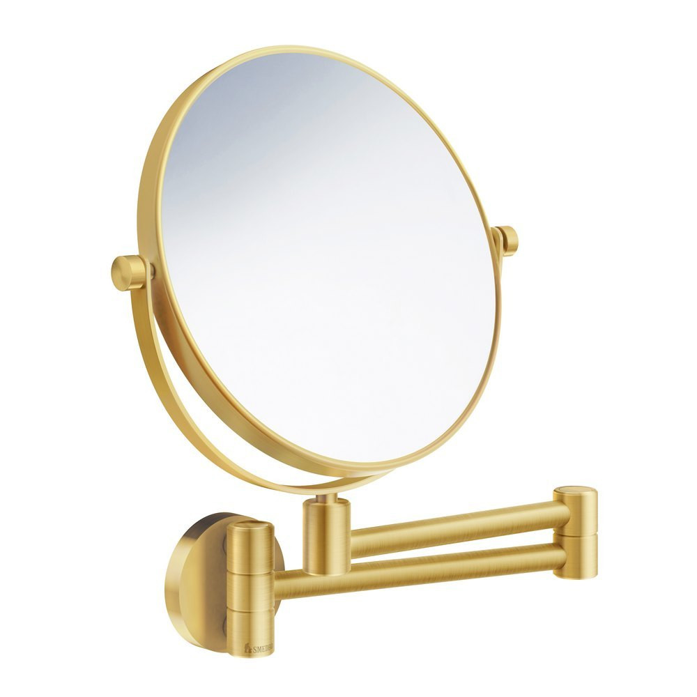 Smedbo Outline Wall Mounted Brushed Brass Shaving and Make Up Mirror
