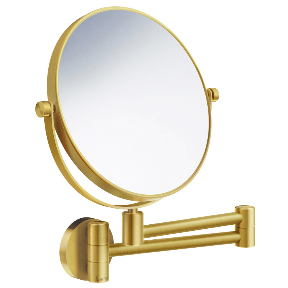 Smedbo Outline Wall Mounted Brushed Brass Shaving and Make Up Mirror