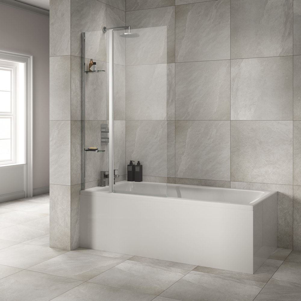 Vantara Screen8 1500 x 900mm Chrome Square Extended Hinged Bath Screen