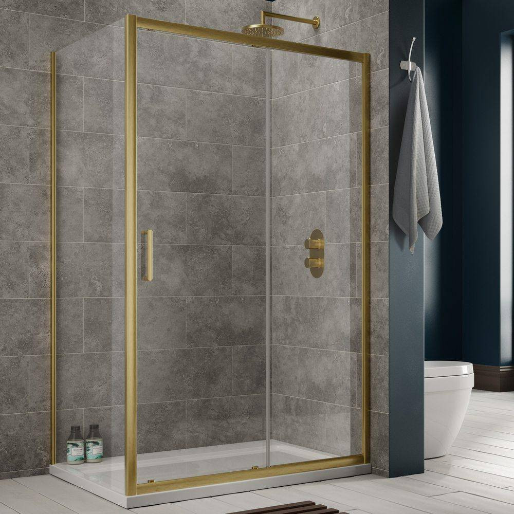 Vantara 8 1200mm Brushed Brass Sliding Shower Door