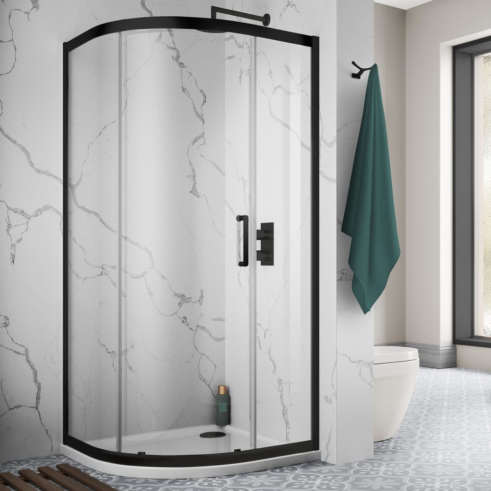 Vantara 8 900mm Black Single Door Quadrant Shower Enclosure
