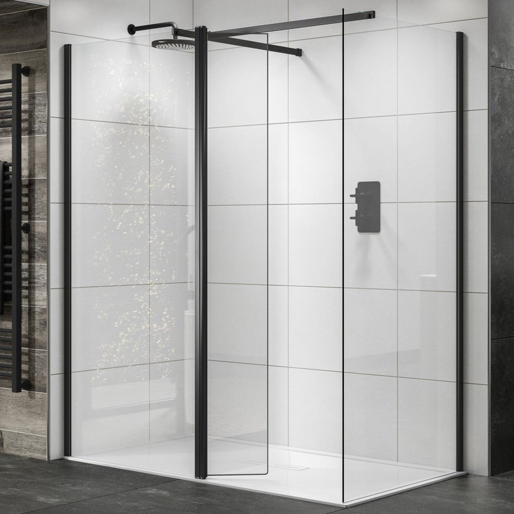 Vantara Thrive 800mm Black Wetroom Panel