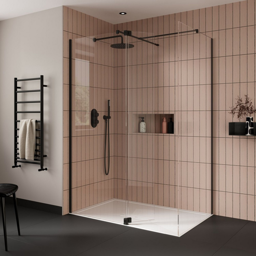 Vantara Hydro 800mm Black 8mm Wetroom Panel