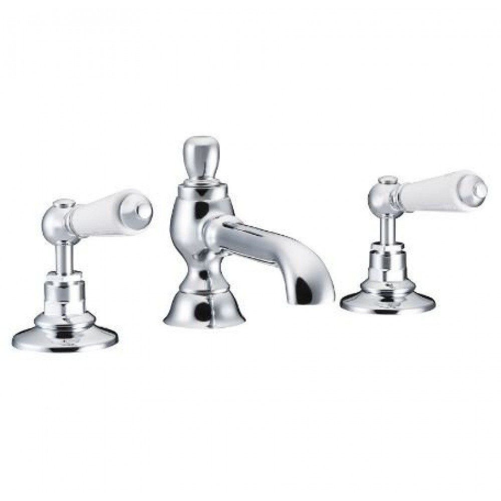 Marflow St James Three Hole Basin Mixer Colonial Spout with London Levers